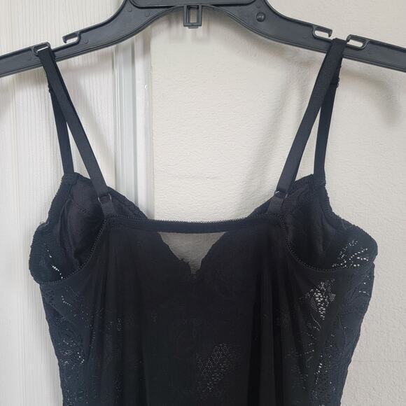 Fredericks of Hollywood Black Teddy Slip Lace Medium Nightie Grunge Whimsygoth - Picture 5 of 16